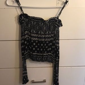 Black and white shoulder top blouse
